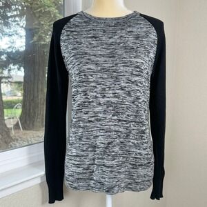 Kokun Sweater Top Women's S Gray Black Marled Knit Bamboo Cashmere Luxury Casual